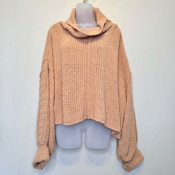 FP | Be Yours Chunky Open Knit Cowl Neck Long Dolman Sleeve Slouchy Sweater - Picture 4 of 14
